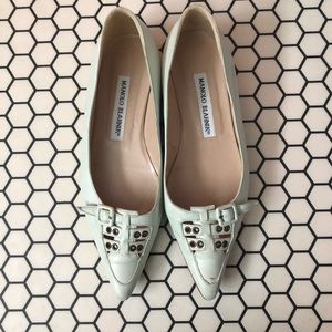 Manolo Blahnik Flats | Light Sea foam leather